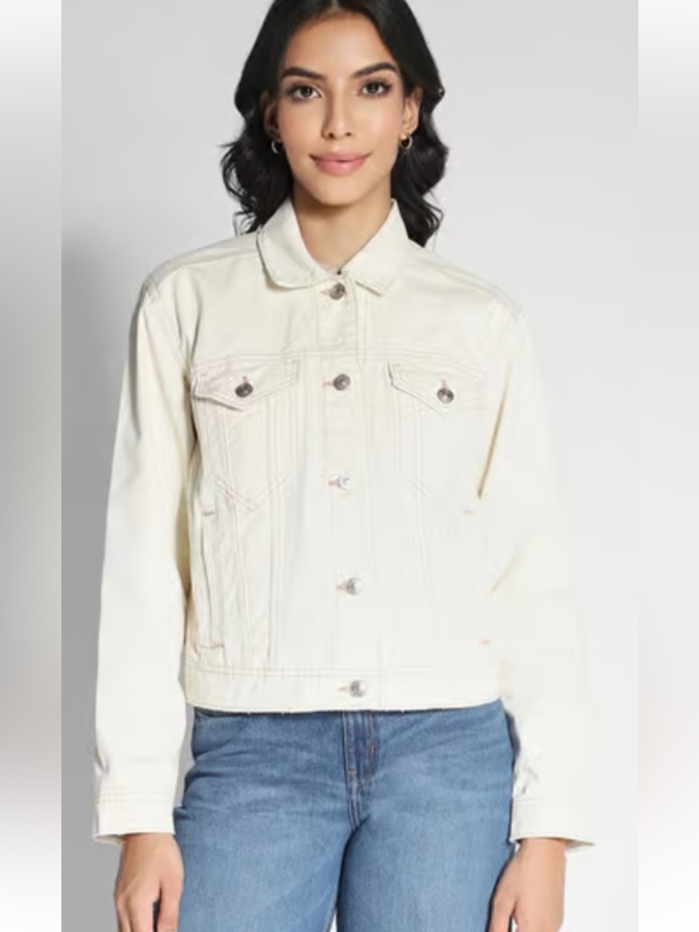 American Eagle Outfitters creamy white Denim Jacket large